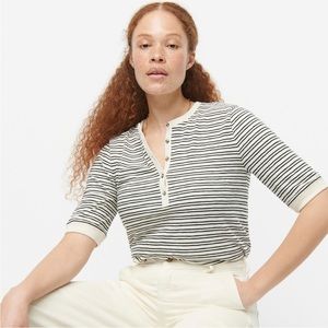 J. Crew Striped Slub Cotton Henley T Shirt NWT